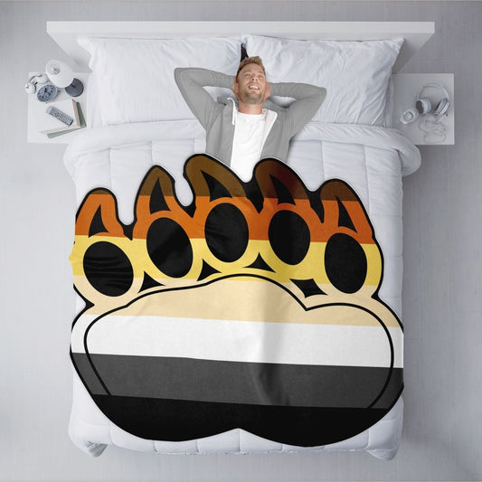 65 MCMLXV LGBT Bear Pride Flag Paw Print Fleece Throw Blanket - 65mcmlxv