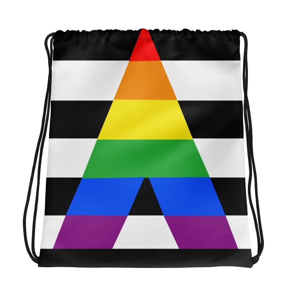 65 MCMLXV LGBT Straight Ally Flag Print Drawstring Bag - 65mcmlxv