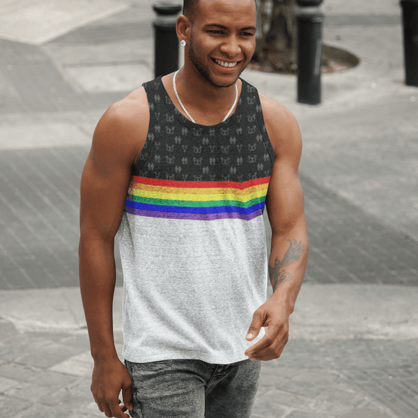 65 MCMLXV Unisex LGBT Pride Rainbow Stripe Print Tank Top - 65mcmlxv
