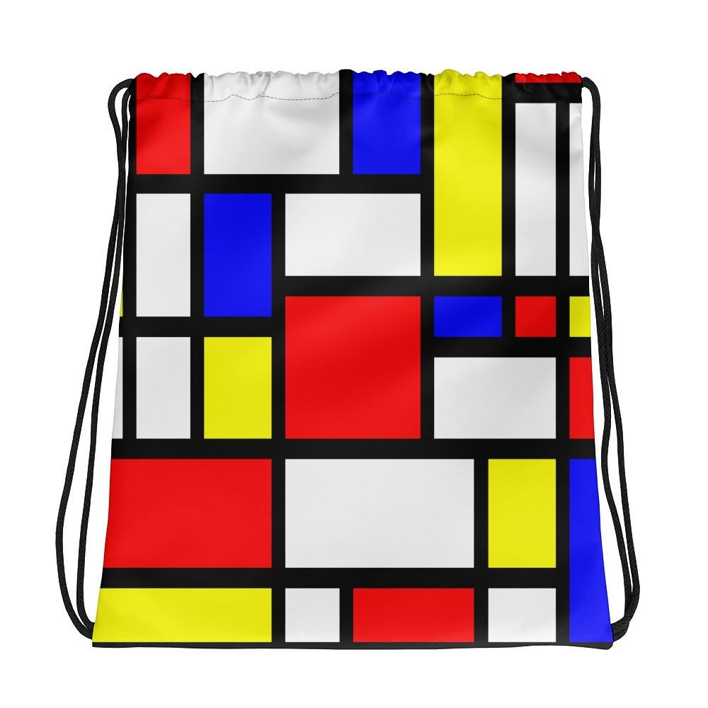 65 MCMLXV Unisex Mondrian Color Block Print Drawstring Bag - 65mcmlxv