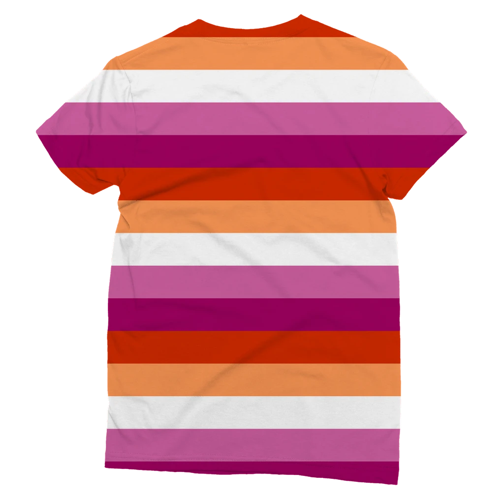 65 MCMLXV Women's LGBT Lesbian Pride Sunset Flag Print T-Shirt - 65mcmlxv