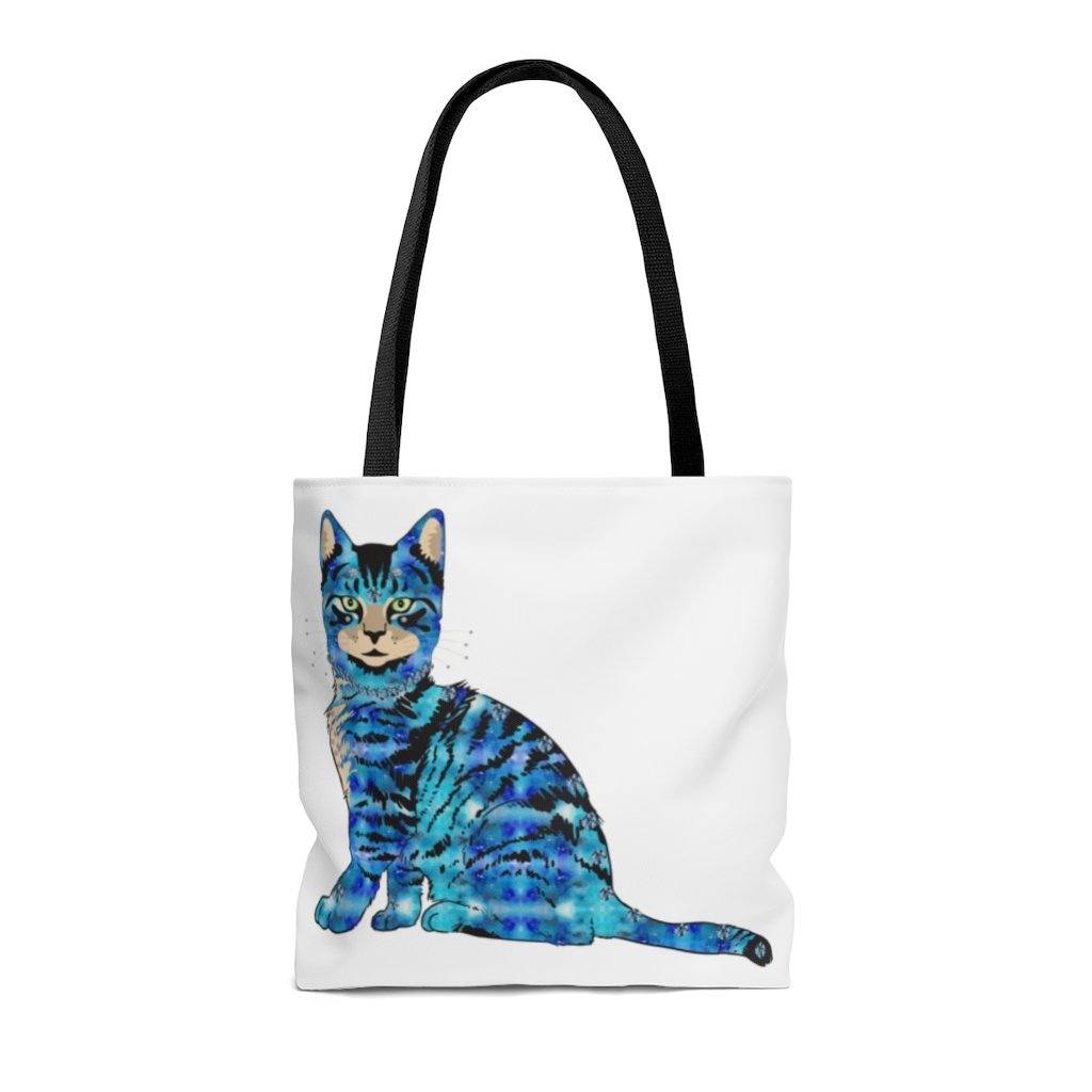 65 MCMLXV Bejeweled Yellow and Blue 70s Disco Cats Tote Bag - 65mcmlxv
