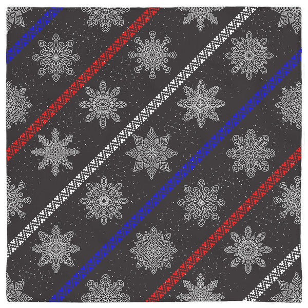 65 MCMLXV Black Christmas Snowflake Stripe Pet Bandana - 65mcmlxv