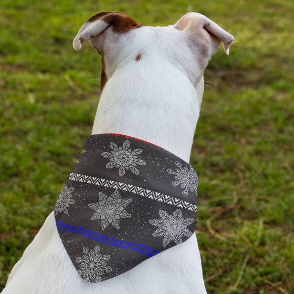65 MCMLXV Black Christmas Snowflake Stripe Pet Bandana - 65mcmlxv