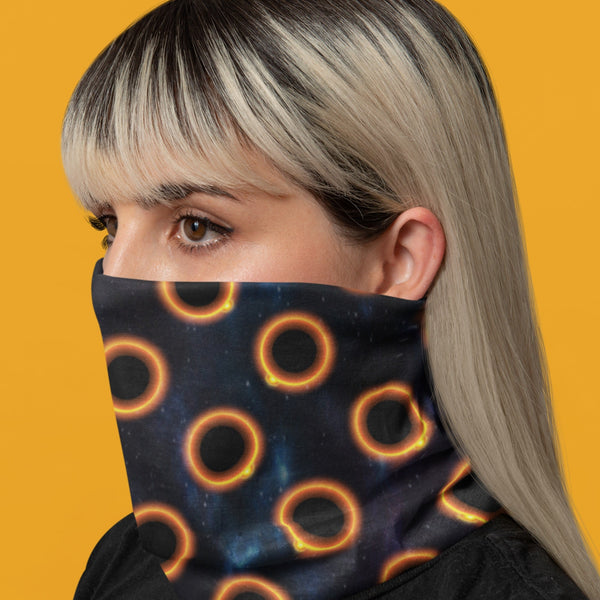 65 MCMLXV Black Solar Eclipse Polka Dot Pattern Neck Gaiter - 65mcmlxv