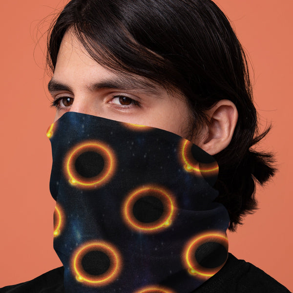 65 MCMLXV Black Solar Eclipse Polka Dot Pattern Neck Gaiter - 65mcmlxv