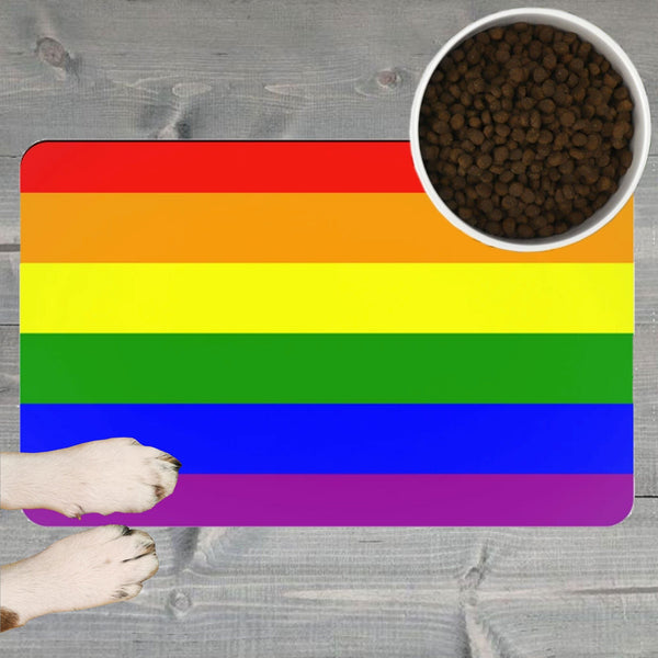65 MCMLXV Gay Pride Rainbow Flag Print Pet Placemat 10x16 - 65mcmlxv