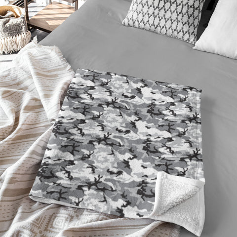 65 MCMLXV Grey Camouflage Print Microfleece Blanket - 65mcmlxv