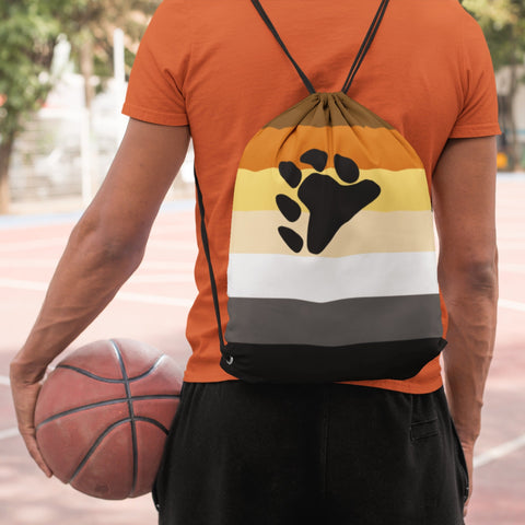 65 MCMLXV LGBT Bear Pride Flag Print Drawstring Bag - 65mcmlxv