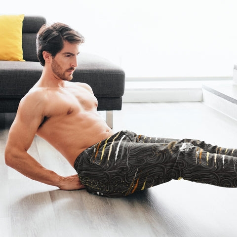 65 MCMLXV Men's LGBT Bear Pride Flag Scratches and Splatter Fur Print Jogger Pant - 65mcmlxv