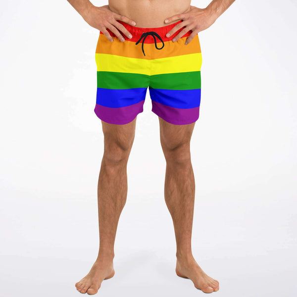 65 MCMLXV Men's LGBT Pride Rainbow Flag Print Swim Trunk - 65mcmlxv