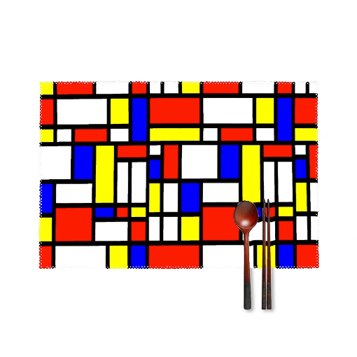 65 MCMLXV Mondrian Color Block Pattern Single Placemat and Coaster Set - 65mcmlxv