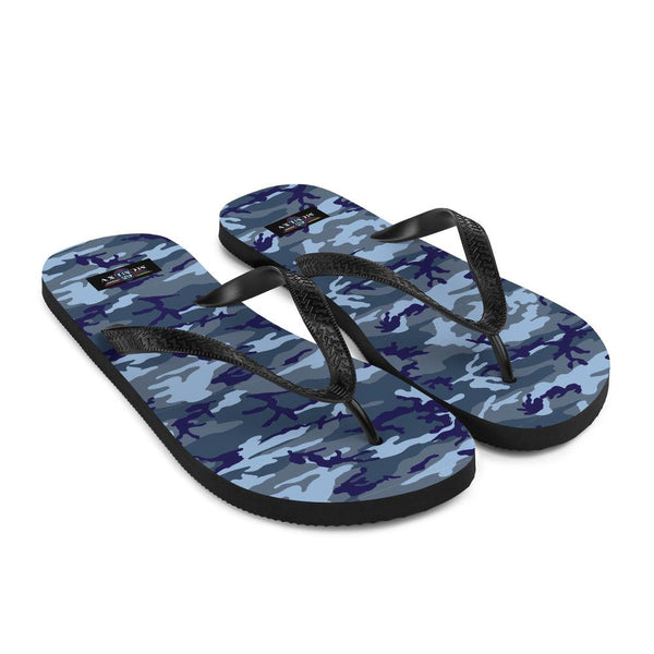 65 MCMLXV Unisex Blue Camouflage Print Flip - Flops - 65mcmlxv