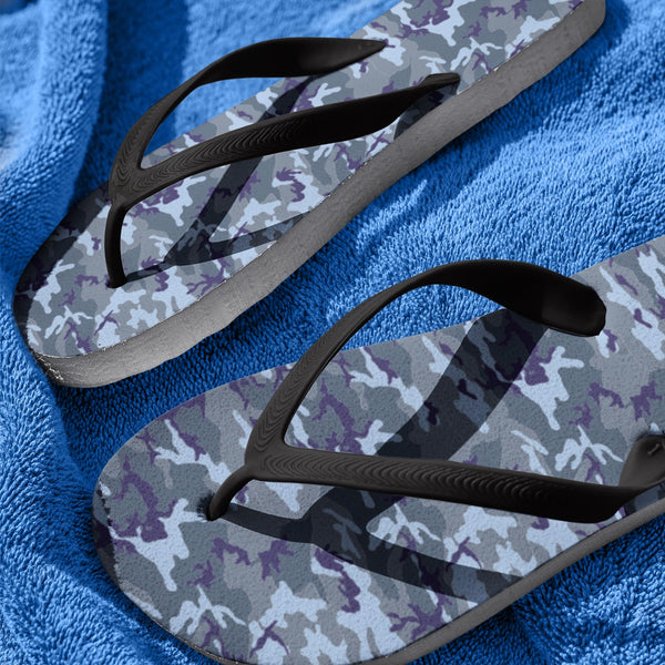 65 MCMLXV Unisex Blue Camouflage Print Flip - Flops - 65mcmlxv