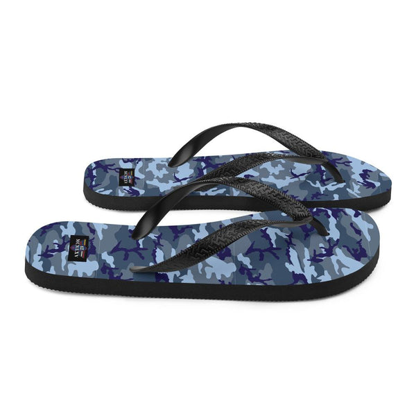 65 MCMLXV Unisex Blue Camouflage Print Flip - Flops - 65mcmlxv