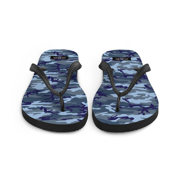 65 MCMLXV Unisex Blue Camouflage Print Flip - Flops - 65mcmlxv