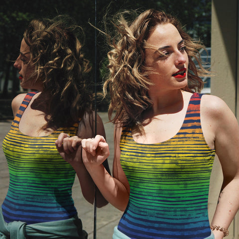 65 MCMLXV Unisex LGBT Pride Textured Rainbow Print Tank Top - 65mcmlxv