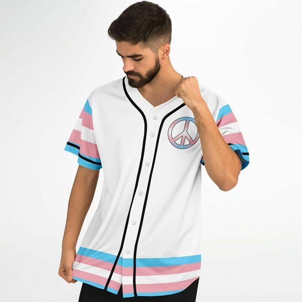 65 MCMLXV Unisex LGBT Transgender Pride Flag Print Baseball Jersey - 65mcmlxv
