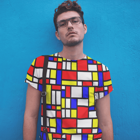 65 MCMLXV Unisex Mondrian Color Block Pattern Print T-Shirt - 65mcmlxv