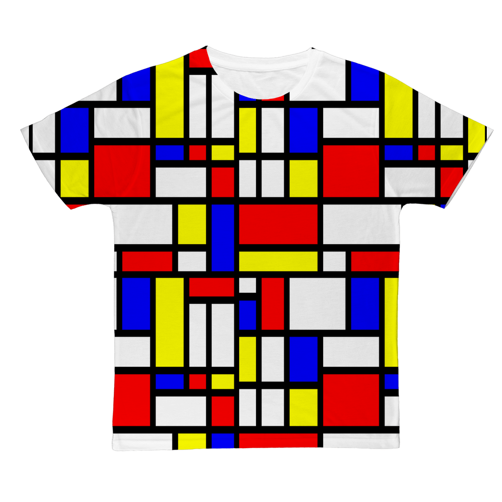 65 MCMLXV Unisex Mondrian Color Block Pattern Print T-Shirt - 65mcmlxv