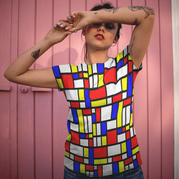 65 MCMLXV Unisex Mondrian Color Block Pattern Print T-Shirt - 65mcmlxv
