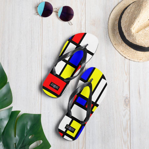 65 MCMLXV Unisex Mondrian Color Block Print Flip - Flops - 65mcmlxv