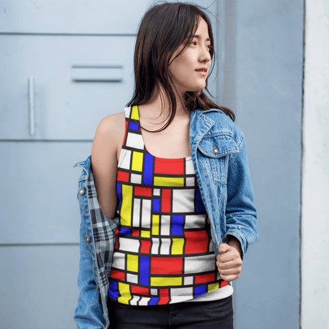 65 MCMLXV Unisex Mondrian Color Block Print Tank Top - 65mcmlxv