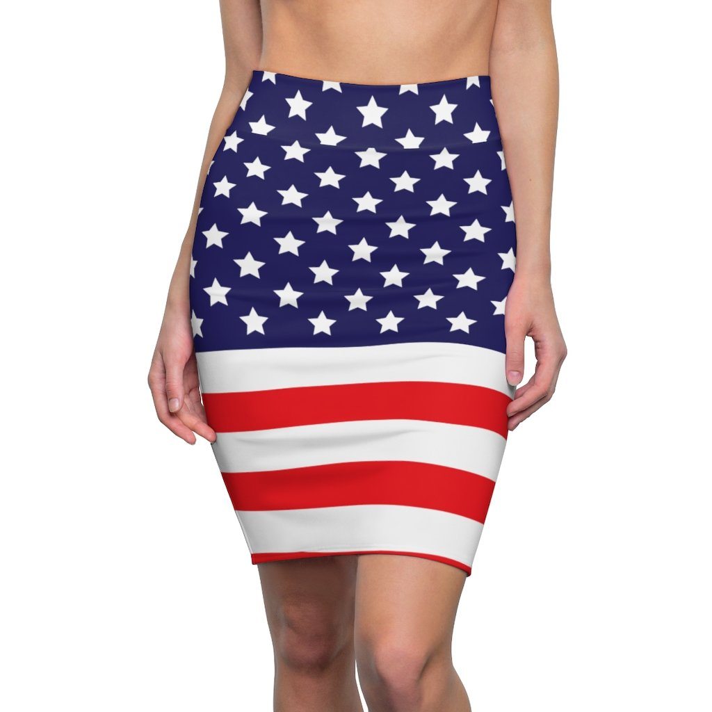 65 MCMLXV Women's Americana USA Flag Print Pencil Skirt - 65mcmlxv