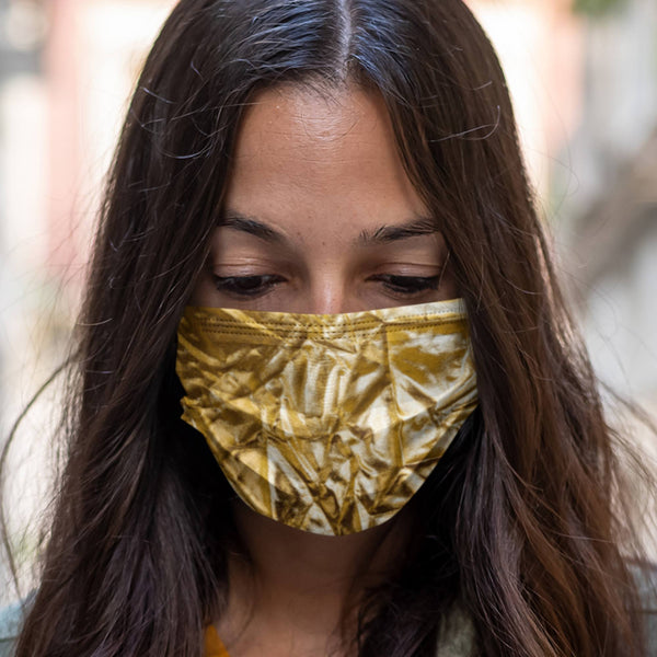 65 MCMLXV Women's Gold Lame Print Face Mask - 65mcmlxv