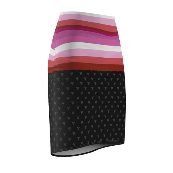 65 MCMLXV Women's LGBT Lesbian Pride Flag Print Pencil Skirt - 65mcmlxv
