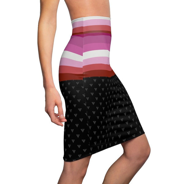 65 MCMLXV Women's LGBT Lesbian Pride Flag Print Pencil Skirt - 65mcmlxv