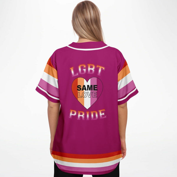 65 MCMLXV Women's LGBT Lesbian Pride Sunset Flag Print Baseball Jersey - 65mcmlxv