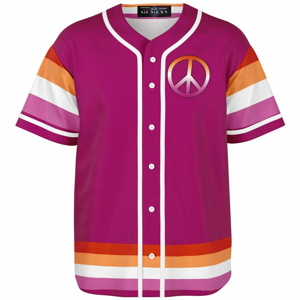 65 MCMLXV Women's LGBT Lesbian Pride Sunset Flag Print Baseball Jersey - 65mcmlxv