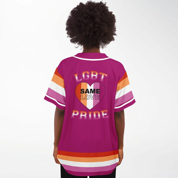 65 MCMLXV Women's LGBT Lesbian Pride Sunset Flag Print Baseball Jersey - 65mcmlxv