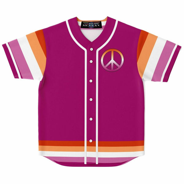65 MCMLXV Women's LGBT Lesbian Pride Sunset Flag Print Baseball Jersey - 65mcmlxv
