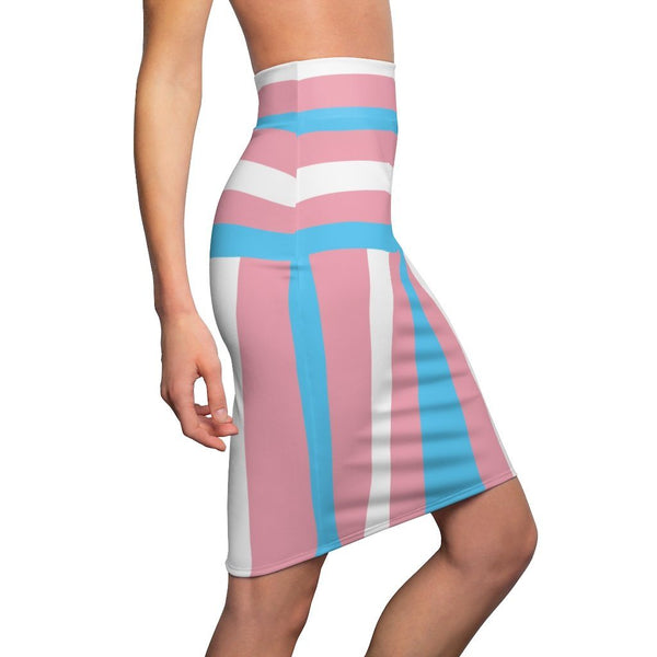 65 MCMLXV Women's LGBT Transgender Pride Flag Print Pencil Skirt - 65mcmlxv