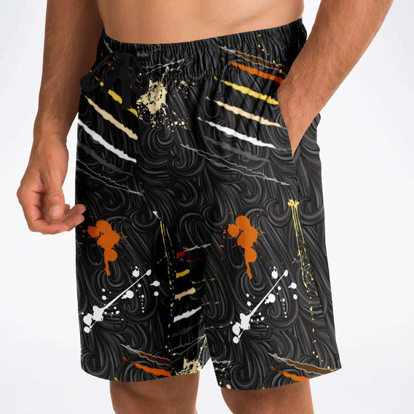 Athletic Long Shorts - AOP - 65 MCMLXV Men's LGBT Bear Pride Flag Scratches And Splatter Fur Print Short