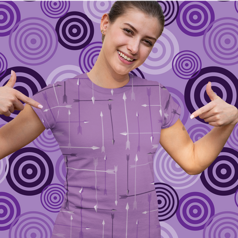 65 MCMLXV Unisex Cosplay Purple Arrows Plaid Print Hawkeye Inspired T-Shirt