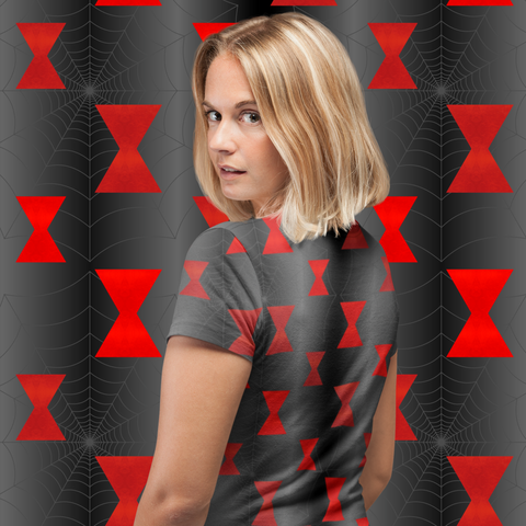 65 MCMLXV Unisex Cosplay Black Widow Spider Symbol Web Print T-Shirt