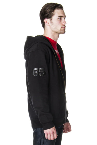 65 MCMLXV Men's Fleece Zip Hoodie In Black-Hoody-65mcmlxv
