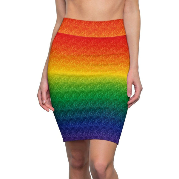 Skirt - 65 MCMLXV Women's LGBT Rainbow Pixel Print Pencil Skirt