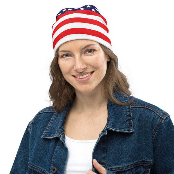 65 MCMLXV Americana USA Flag Print Beanie Skullcap - 65mcmlxv