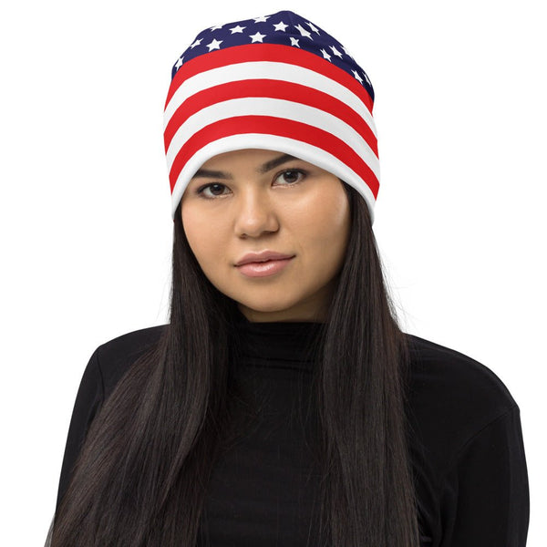 65 MCMLXV Americana USA Flag Print Beanie Skullcap - 65mcmlxv