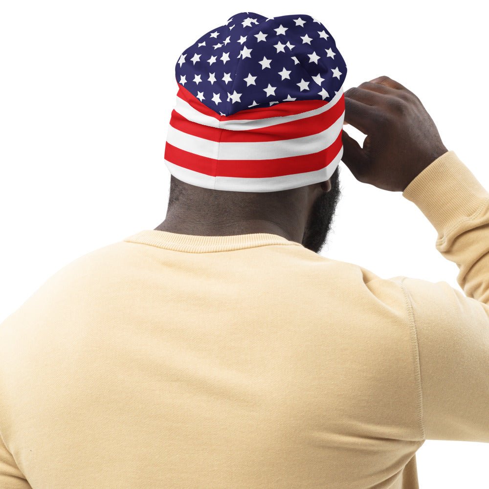 65 MCMLXV Americana USA Flag Print Beanie Skullcap - 65mcmlxv