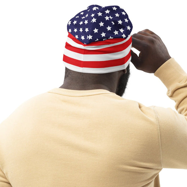 65 MCMLXV Americana USA Flag Print Beanie Skullcap - 65mcmlxv
