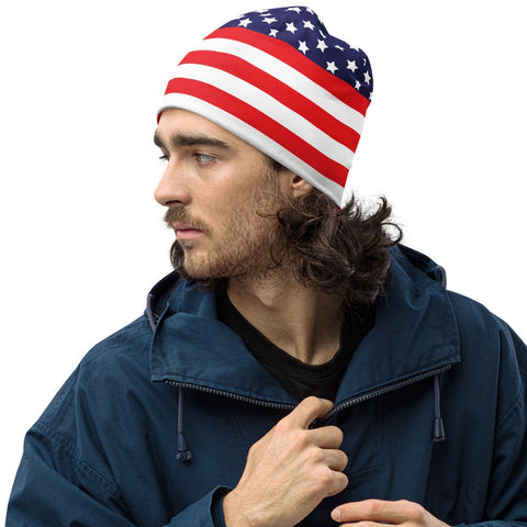 65 MCMLXV Americana USA Flag Print Beanie Skullcap - 65mcmlxv
