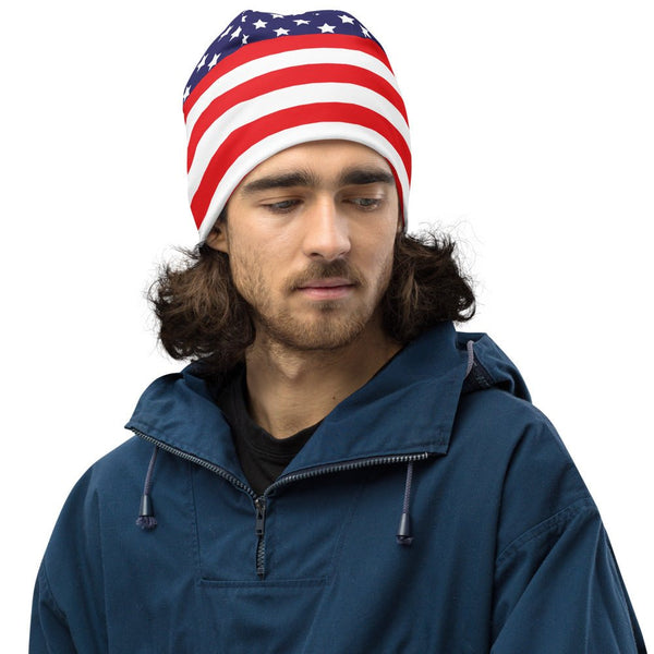 65 MCMLXV Americana USA Flag Print Beanie Skullcap - 65mcmlxv
