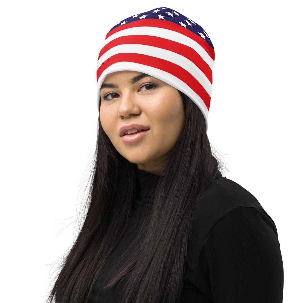 65 MCMLXV Americana USA Flag Print Beanie Skullcap - 65mcmlxv