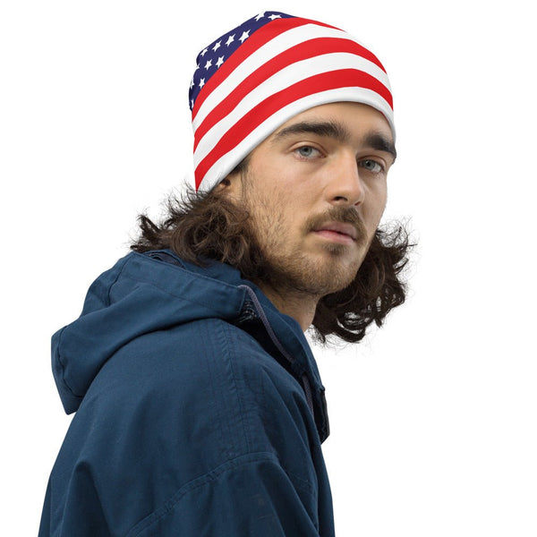 65 MCMLXV Americana USA Flag Print Beanie Skullcap - 65mcmlxv