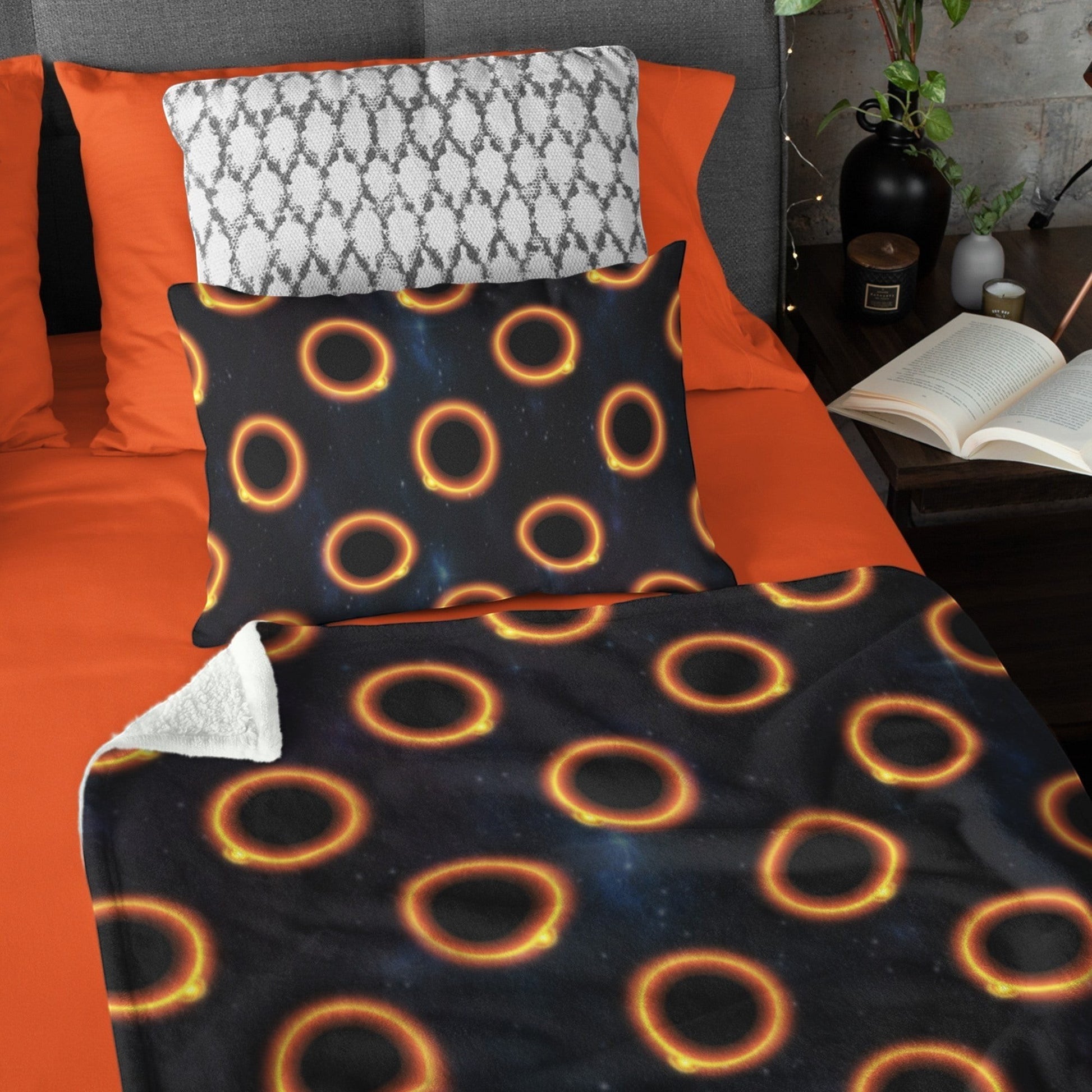 65 MCMLXV Black Solar Eclipse Polka Dot Pattern Blanket - 65mcmlxv